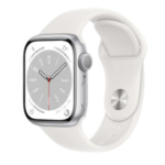 APPLE WATCH SERIES 8 GPS 41MM SILVER ALUMINIUM CASE WITH WHITE SPORT BAND - REGULAR